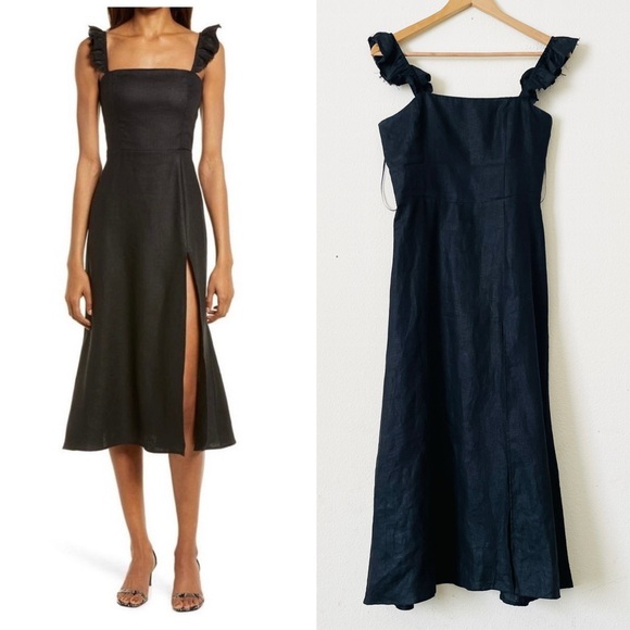 Reformation Dresses & Skirts - Reformation SIZE 6 Spaulding 100% linen black midi dress
